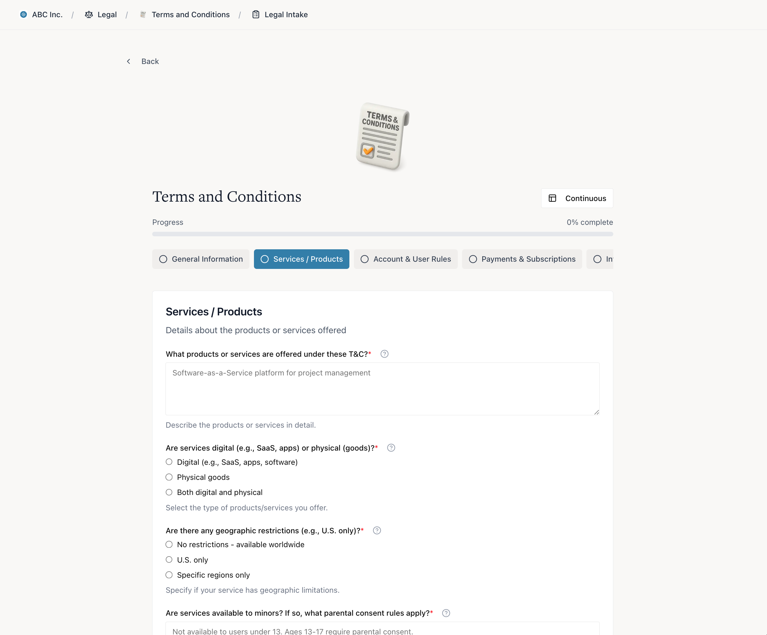 Secured Intake Process screenshot